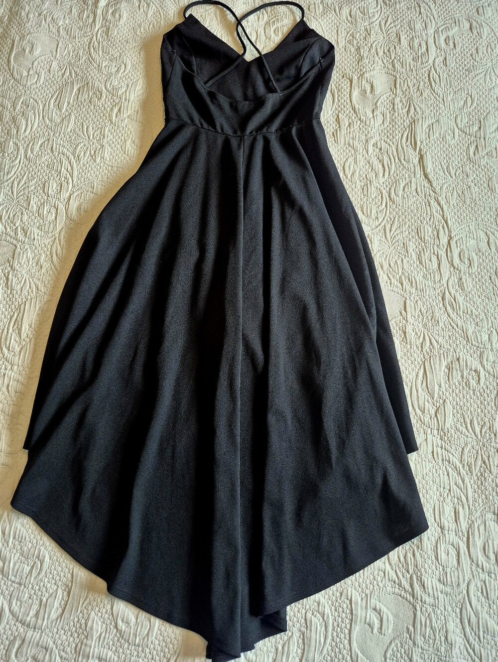 Lovely Day women's Medium hi low strappy black dress no fade VGUC - Picture 4 of 6